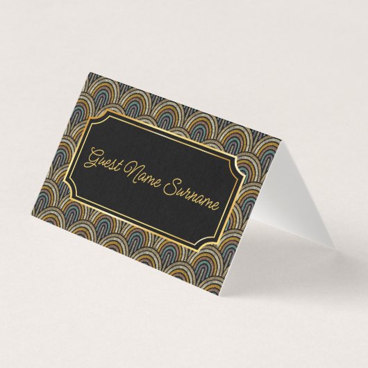Art Deco Embroidered-Style Folded Table Name Card (正面)