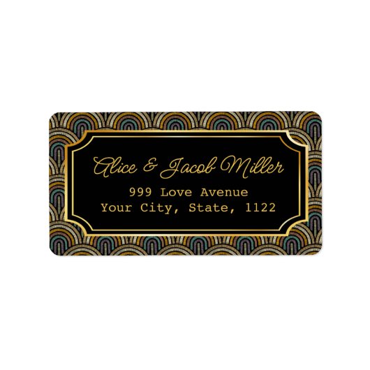 Art Deco Embroidered-Style Return Address Label ラベル (正面)