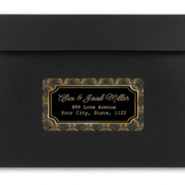 Art Deco Embroidered-Style Return Address Label ラベル