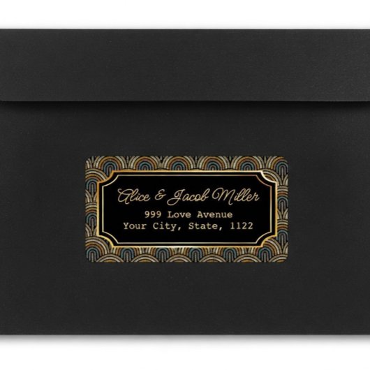 Art Deco Embroidered-Style Return Address Label ラベル