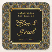 Art Deco Embroidered-Style Wedding  スクエアペーパーコースター (正面)