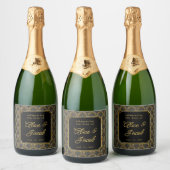 Art Deco Embroidered-Style Wedding Champagne  スパークリングワインラベル (ボトル)