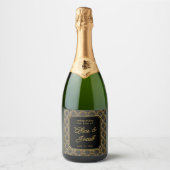 Art Deco Embroidered-Style Wedding Champagne  スパークリングワインラベル (正面)