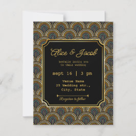 Art Deco Embroidered-Style Wedding Invitation 招待状