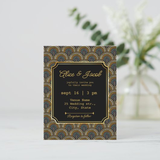 Art Deco Embroidered-Style Wedding Invitation 招待状 (スタンド正面)