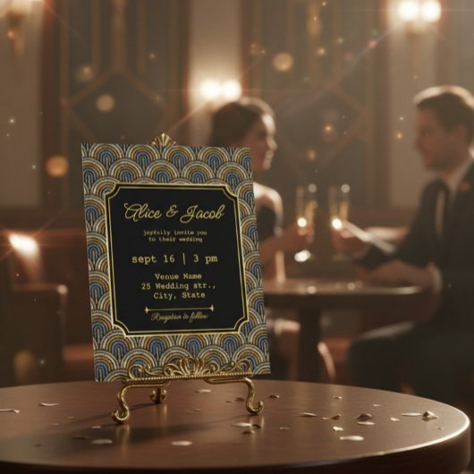 Art Deco Embroidered-Style Wedding Invitation 招待状