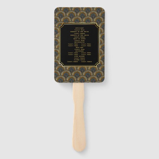 Art Deco Embroidered-Style Wedding Program ハンドファン (裏面)