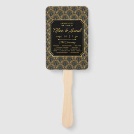 Art Deco Embroidered-Style Wedding Program ハンドファン