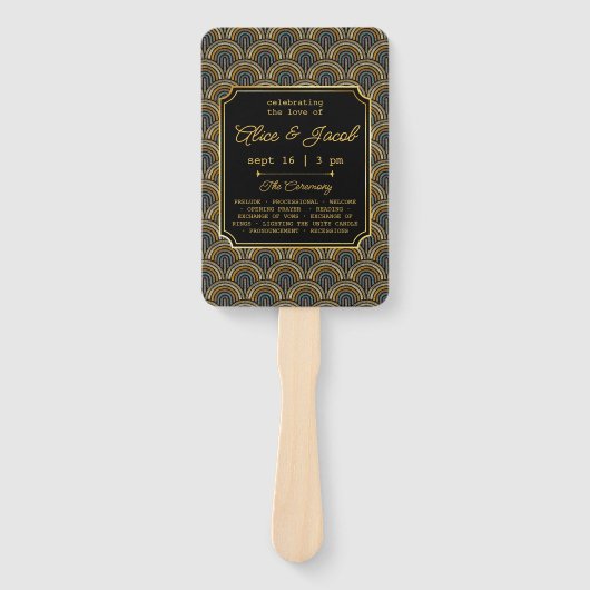 Art Deco Embroidered-Style Wedding Program ハンドファン (正面)