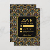 Art Deco Embroidered-Style Wedding RSVP Card (正面/裏面)
