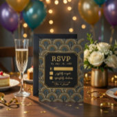 Art Deco Embroidered-Style Wedding RSVP Card