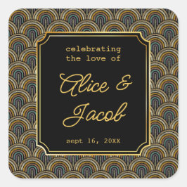 Art Deco Embroidered-Style Wedding Square Sticker スクエアシール