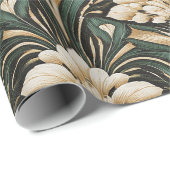 Art Deco Emerald Gilded Bloom Pattern ラッピングペーパー (ロールコーナー)