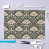 Art Deco Emerald Gilded Bloom Pattern 薄葉紙 (クラフト)