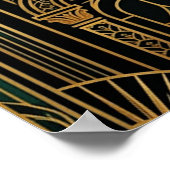 Art Deco Emerald Halo Emerald Throne Cat ポスター (角)