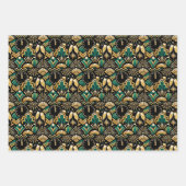 Art Deco Emerald Midnight New Year Pattern ラッピングペーパーシート (正面2)