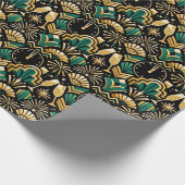 Art Deco Emerald Midnight New Year Pattern ラッピングペーパー (角)
