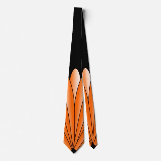 Art Deco Fan Design Orange Neck Tie ネクタイ (正面)