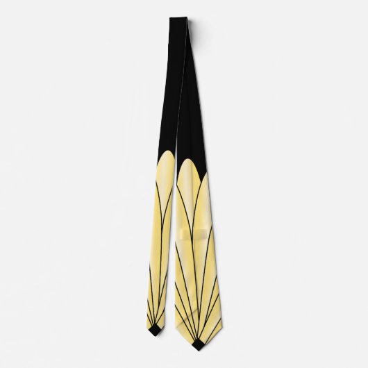 Art Deco Fan Design Yellow Neck Tie ネクタイ (裏面)