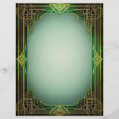 Art Deco Fan Frame on Green Stationery Paper レターヘッド (正面)