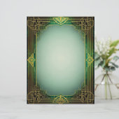 Art Deco Fan Frame on Green Stationery Paper レターヘッド (スタンド正面)