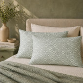 Art Deco Fan Pattern Sage Green Set  枕カバー