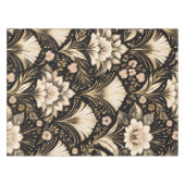 Art Deco Fan Style Floral Pattern テーブルクロス (正面(横))
