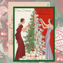 Art Deco Fashion Christmas Tree Retro シーズンポストカード