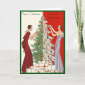 Art Deco Fashion Christmas Tree Retro Blank Inside シーズンカード (正面)