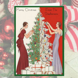 Art Deco Fashion Christmas Tree Retro Blank Inside シーズンカード