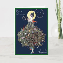 Art Deco Fashion Christmas Tree Retro Blank Inside シーズンカード