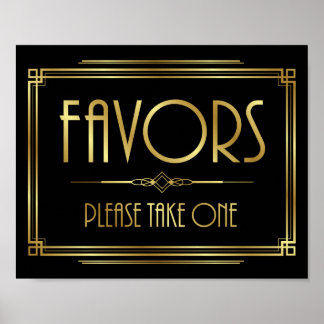 Art Deco FAVORS - PLEASE TAKE ONE Sign Print ポスター