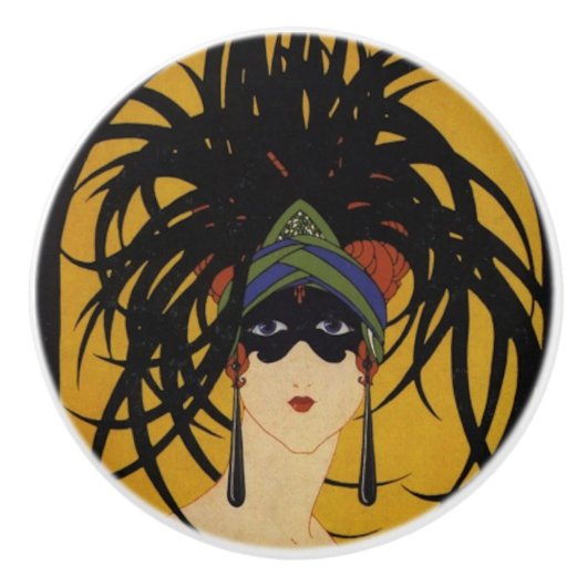 Art Deco Festive Lady セラミックノブ (正面)