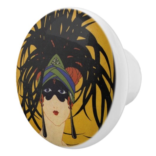 Art Deco Festive Lady セラミックノブ (右)
