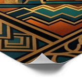 Art Deco Flapper Woman Portrait Gold Teal Poster ポスター (角)