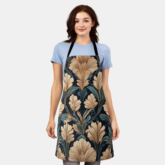 Art Deco Floral エプロン (着用した状態)