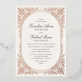 Art Deco Floral Botanical Wedding 箔招待状 (正面)