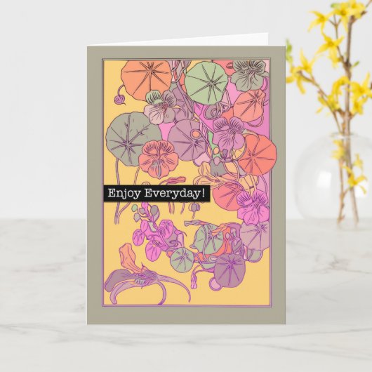 Art Deco Floral Enjoy Everyday Greeting Card カード (黄色い花)