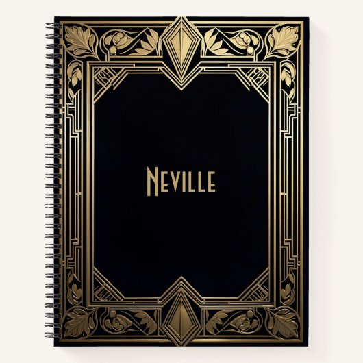 Art Deco Floral Frame ノートブック (正面)