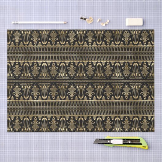 Art Deco Floral Geometric Pattern Design 薄葉紙 (クラフト)