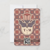 Art Deco Floral RSVP Card with Meal Choice QR (裏面)