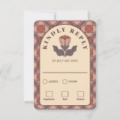 Art Deco Floral RSVP Card with Meal Choice QR (正面)