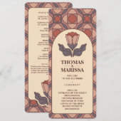 Art Deco Floral Stained Glass Wedding Program プログラム (正面/裏面)