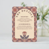 Art Deco Floral Wedding Details Card QR Code エンクロージャーカード (スタンド正面)