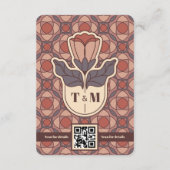 Art Deco Floral Wedding Details Card QR Code エンクロージャーカード (裏面)