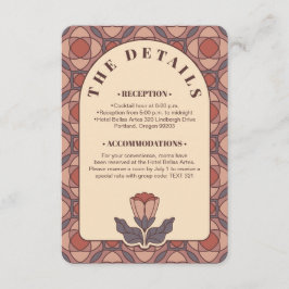 Art Deco Floral Wedding Details Card QR Code エンクロージャーカード