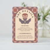 Art Deco Floral Wedding Details Card QR Code エンクロージャーカード (スタンド正面)