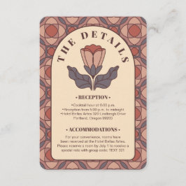 Art Deco Floral Wedding Details Card QR Code エンクロージャーカード