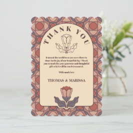 Art Deco Floral Wedding Thank You Card Retro サンキューカード