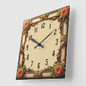 Art Deco Flower スクエア壁時計 (傾斜)